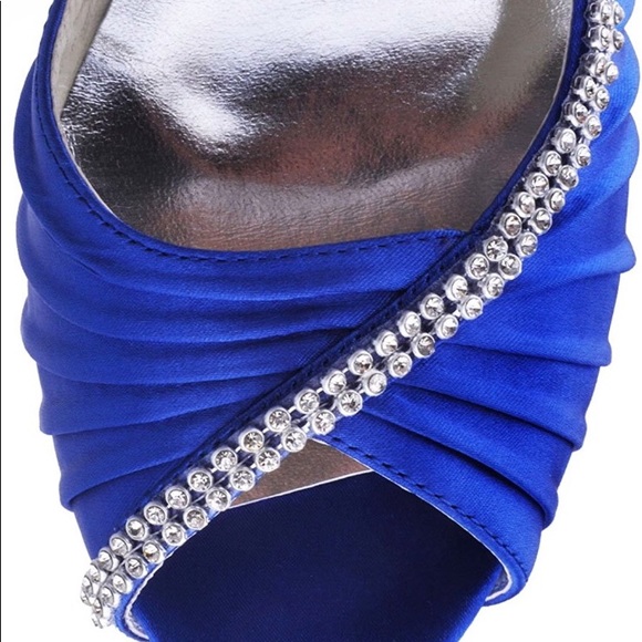 Elegant park women high heel platform . Royalblue - Picture 5 of 5